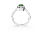 White gold Fancy Green Radiant  Cut Halo Diamond Ring with Pave Band and Four-Prong Setting_25
