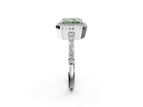 White gold Fancy Green Radiant  Cut Halo Diamond Ring with Pave Band and Four-Prong Setting_26