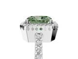 White gold Fancy Green Radiant  Cut Halo Diamond Ring with Pave Band and Four-Prong Setting_27