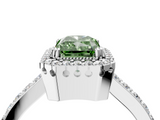 White gold Fancy Green Radiant  Cut Halo Diamond Ring with Pave Band and Four-Prong Setting_28