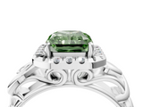 White gold Fancy Green Radiant  Cut Halo Diamond Ring with Scrollwork Band and Four-Prong Setting_50