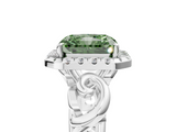 White gold Fancy Green Radiant  Cut Halo Diamond Ring with Scrollwork Band and Four-Prong Setting_51
