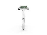 White gold Fancy Green Radiant Cut Halo Diamond Ring with Solitaire Band and Prong Setting_2
