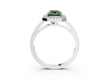 White gold Fancy Green Radiant Cut Halo Diamond Ring with Solitaire Band and Prong Setting_3