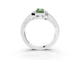 White gold Fancy Green Radiant Cut Halo Diamond Split Shank Ring with Prong Setting_3
