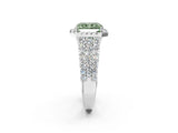 White gold Fancy Green Radiant Cut Halo Pavé Diamond Engagement Ring with Split Shank and Four-Prong Setting_5