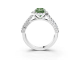 White gold Fancy Green Radiant Cut Halo Pavé Diamond Engagement Ring with Split Shank and Four-Prong Setting_6