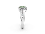 White gold Fancy Green Radiant  Cut Halo Pave Band Four-Prong Ring_51