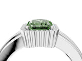 White gold Fancy Green Radiant  Cut Halo Pave Band Four-Prong Ring_53