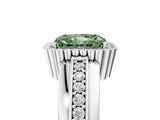 White gold Fancy Green Radiant  Cut Halo Pave Band Four-Prong Ring_54