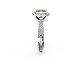 White gold Fancy Green Radiant  Cut Halo Pave Band Four-Prong Setting Ring_22