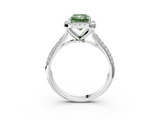 White gold Fancy Green Radiant  Cut Halo Pave Band Four-Prong Setting Ring_23
