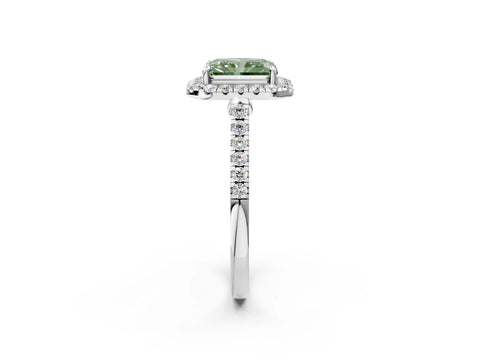 White gold Fancy Green Radiant Cut Halo Pave Diamond Engagement Ring with Four-Prong Setting_50
