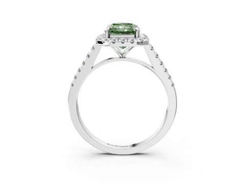 White gold Fancy Green Radiant Cut Halo Pave Diamond Engagement Ring with Four-Prong Setting_51
