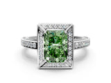 White gold Fancy Green Radiant  Cut Halo Pave Split Shank Prong Setting Ring_32