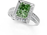 White gold Fancy Green Radiant  Cut Halo Pave Split Shank Prong Setting Ring_33