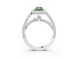 White gold Fancy Green Radiant  Cut Halo Pave Split Shank Prong Setting Ring_35