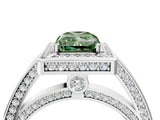 White gold Fancy Green Radiant  Cut Halo Pave Split Shank Prong Setting Ring_41