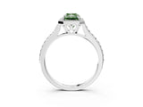 White gold Fancy Green Radiant Cut Halo Round Diamond Pavé Band with Four-Prong Setting_18