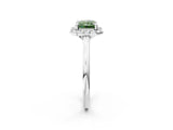 White gold Fancy Green Radiant Cut Halo Round Diamond Solitaire Engagement Ring with Pave Band and Four-Prong Setting_27