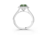 White gold Fancy Green Radiant Cut Halo Round Diamond Solitaire Engagement Ring with Pave Band and Four-Prong Setting_28