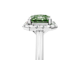 White gold Fancy Green Radiant Cut Halo Round Diamond Solitaire Engagement Ring with Pave Band and Four-Prong Setting_30