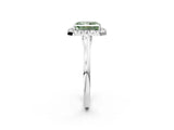White gold Fancy Green Radiant Cut Halo Round Diamond Solitaire Ring with Pavé Band and Four-Prong Setting_2