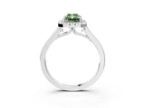 White gold Fancy Green Radiant Cut Halo Round Diamond Solitaire Ring with Pavé Band and Four-Prong Setting_3