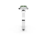 White gold Fancy Green Radiant Cut Halo Round Diamond Twist Band with Four-Prong Setting_26