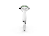 White gold Fancy Green Radiant  Cut Halo Solitaire Engagement Ring with Square Band and Four-Prong Setting_104