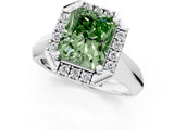 White gold Fancy Green Radiant  Cut Halo Solitaire Engagement Ring with Square Band and Four-Prong Setting_13