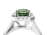 White gold Fancy Green Radiant  Cut Halo Solitaire Engagement Ring with Square Band and Four-Prong Setting_16