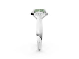 White gold Fancy Green Radiant  Cut Halo Solitaire Engagement Ring with Square Band and Four-Prong Setting_222