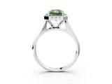 White gold Fancy Green Radiant  Cut Halo Solitaire Engagement Ring with Square Band and Four-Prong Setting_223