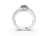 White gold Fancy Green Radiant  Cut Halo Split Shank Diamond Ring with Four-Prong Setting_48