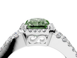 White gold Fancy Green Radiant  Cut Halo Split Shank Diamond Ring with Four-Prong Setting_49