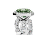 White gold Fancy Green Radiant  Cut Halo Split Shank Prong Setting Ring_42