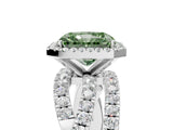 White gold Fancy Green Radiant  Cut Halo Split Shank Prong Setting Ring_42