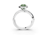 White gold Fancy Green Radiant  Cut Halo Split Shank Prong Setting Ring_52