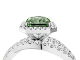 White gold Fancy Green Radiant  Cut Halo Split Shank Prong Setting Ring_53