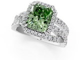 White gold Fancy Green Radiant  Cut Halo Split Shank Prong Setting Ring_59