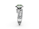 White gold Fancy Green Radiant  Cut Halo Split Shank Prong Setting Ring_60