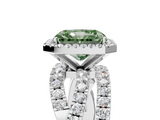 White gold Fancy Green Radiant  Cut Halo Split Shank Prong Setting Ring_63