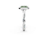 White gold Fancy Green Radiant Cut Halo Twist Band with Four-Prong Setting_2