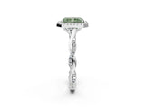 White gold Fancy Green Radiant Cut Halo Twist Band with Four-Prong Setting_74