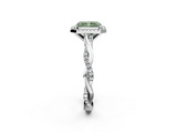 White gold Fancy Green Radiant  Cut Halo Twisted Band Four-Prong Ring_22
