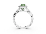 White gold Fancy Green Radiant  Cut Halo Twisted Band Four-Prong Ring_23
