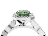 White gold Fancy Green Radiant  Cut Halo Twisted Band Four-Prong Ring_24