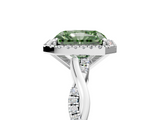 White gold Fancy Green Radiant  Cut Halo Twisted Band Four-Prong Ring_25