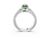 White gold Fancy Green Radiant  Cut Milgrain Channel Set Engagement Ring with Solitaire Prong Setting_52